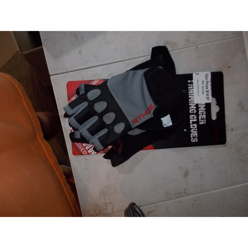 Ethos Half Finger Training Gloves Black Grey Gym Weightlifting Small ETHA551